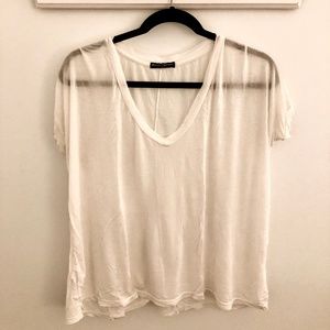 Brandy Melville Sheer White Flowy TShirt